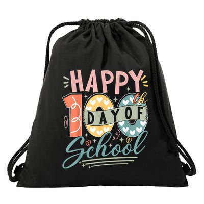 Happy 100th Day Of School 100 Days Of School Teacher Student Drawstring Bag
