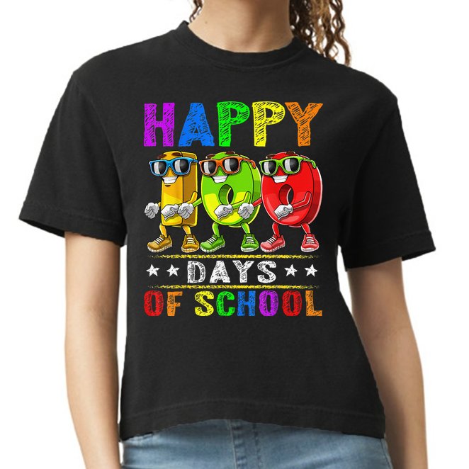 Happy 100 Days of School Flossing 100th Day School Comfort Colors Boxy T-Shirt
