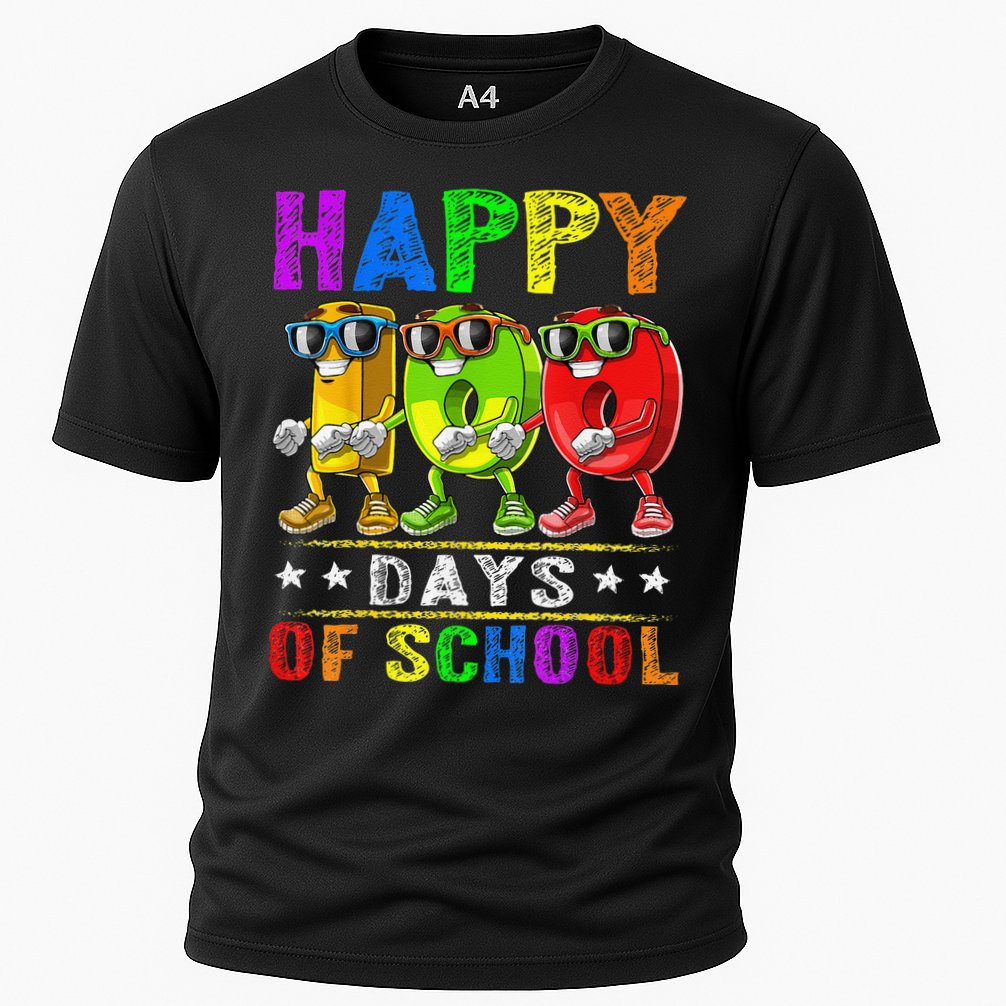 Happy 100 Days of School Flossing 100th Day School Cooling Performance Crew T-Shirt