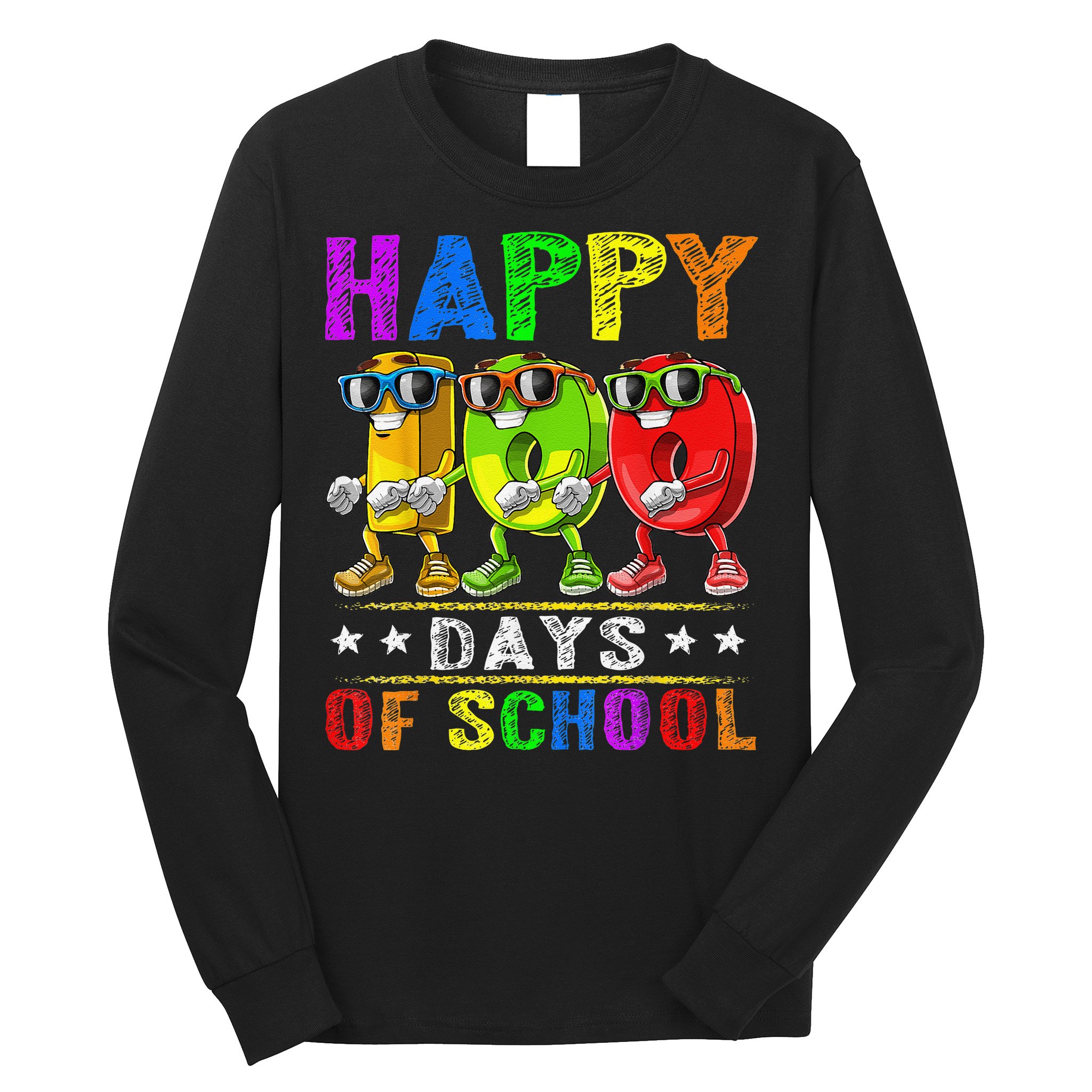 Happy 100 Days of School Flossing 100th Day School Long Sleeve Shirt