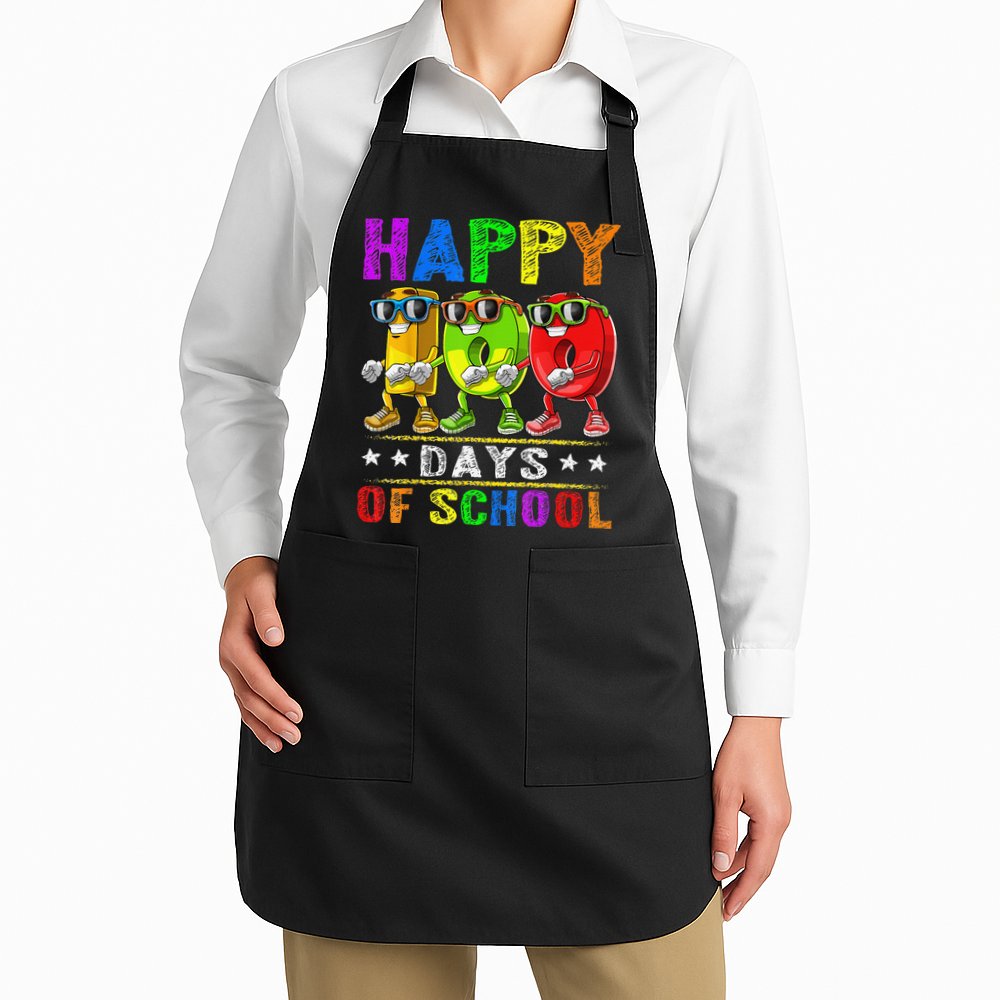 Happy 100 Days of School Flossing 100th Day School Apron