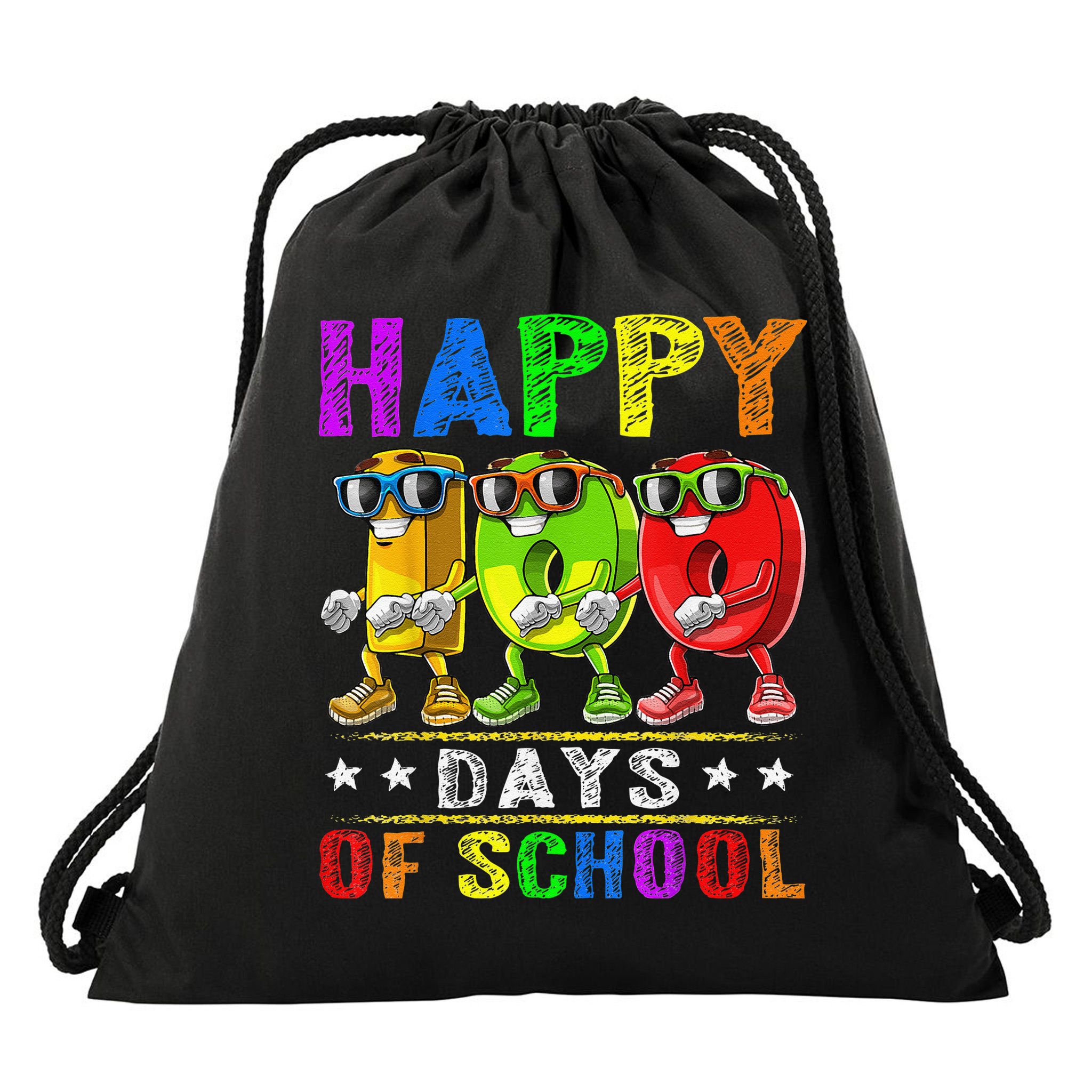 Happy 100 Days of School Flossing 100th Day School Drawstring Bag