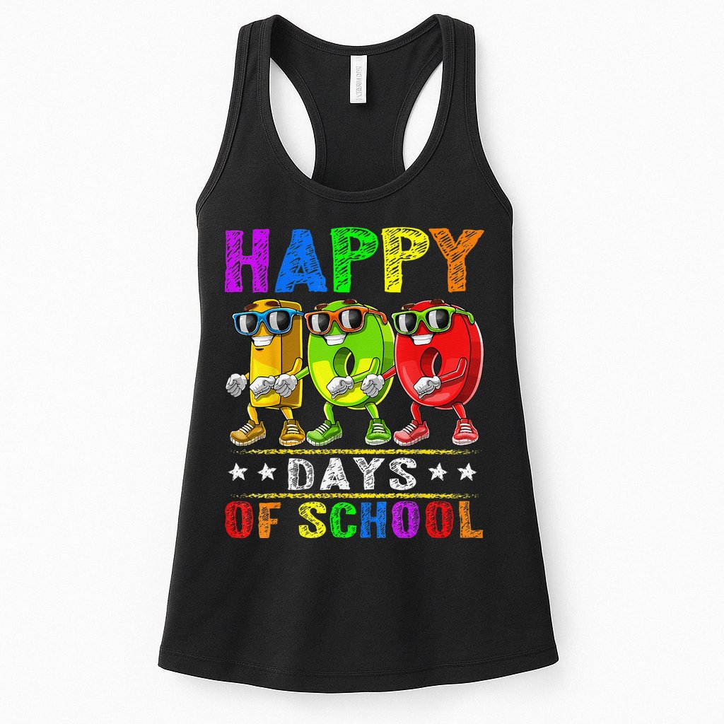 Happy 100 Days of School Flossing 100th Day School Womens Tank Top