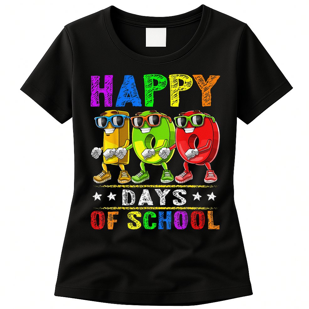 Happy 100 Days of School Flossing 100th Day School Womens T-Shirt