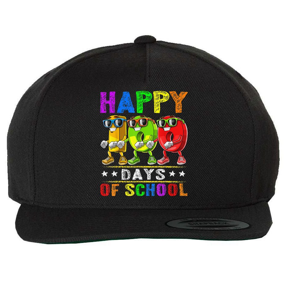 Happy 100 Days of School Flossing 100th Day School Wool Snapback Cap