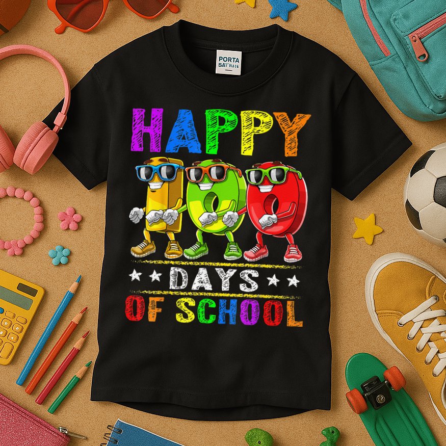 Happy 100 Days of School Flossing 100th Day School Kids T-Shirt