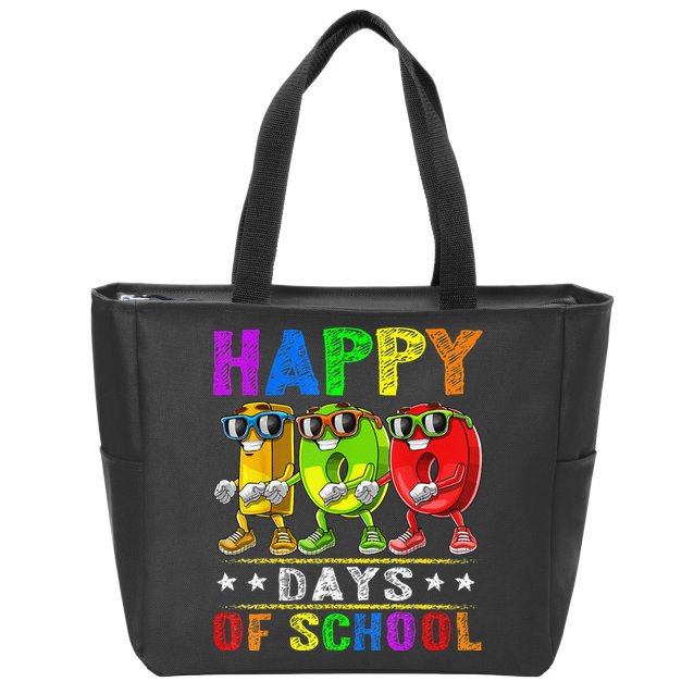 Happy 100 Days of School Flossing 100th Day School Zip Tote Bag
