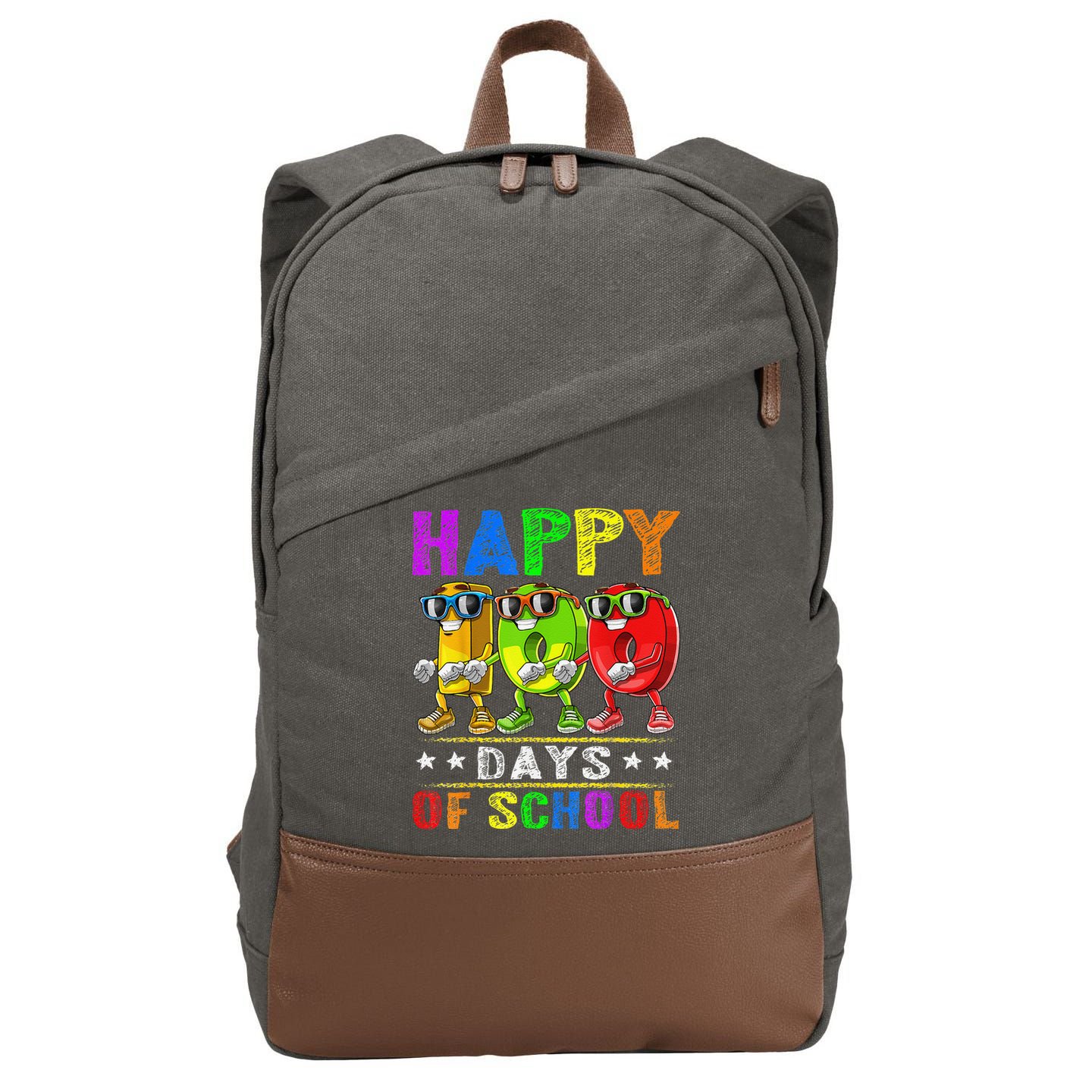 Happy 100 Days of School Flossing 100th Day School Cotton Canvas Backpack
