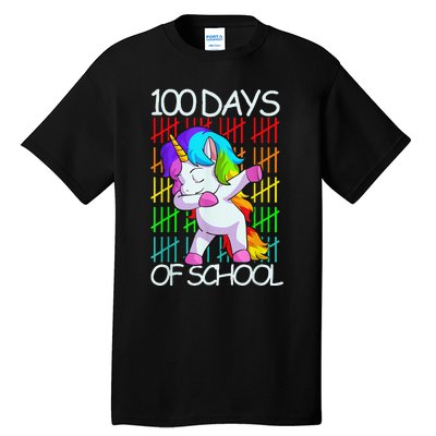 Happy 100 Days Of School Shirt Girls Unicorn Lover Tall T-Shirt