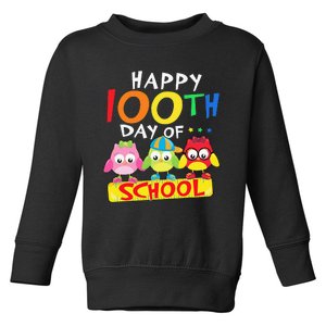 Happy 100th Day Of School Owl 100 Days Teacher Toddler Sweatshirt