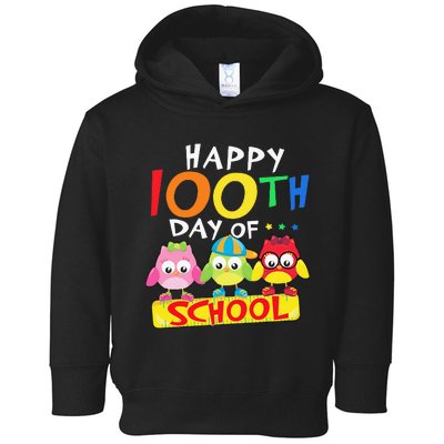 Happy 100th Day Of School Owl 100 Days Teacher Toddler Hoodie