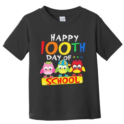 Happy 100th Day Of School Owl 100 Days Teacher Toddler T-Shirt