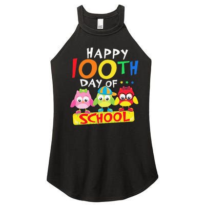 Happy 100th Day Of School Owl 100 Days Teacher Women’s Perfect Tri Rocker Tank