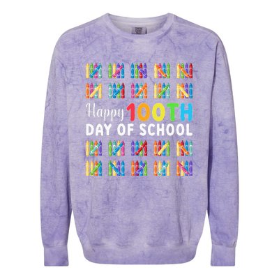 Happy 100th Day Of School Gift 100 Days Of School Colorblast Crewneck Sweatshirt