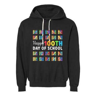 Happy 100th Day Of School Gift 100 Days Of School Garment-Dyed Fleece Hoodie