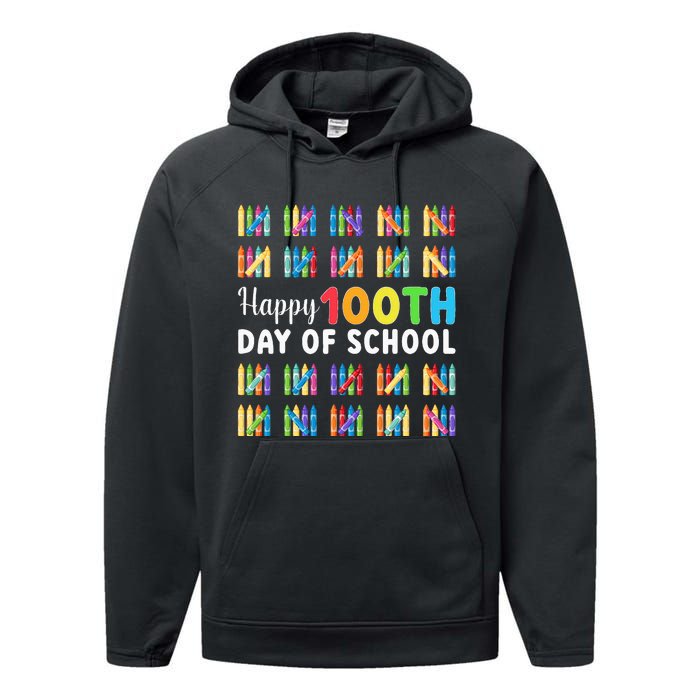 Happy 100th Day Of School Gift 100 Days Of School Performance Fleece Hoodie