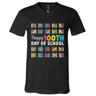 Happy 100th Day Of School Gift 100 Days Of School V-Neck T-Shirt