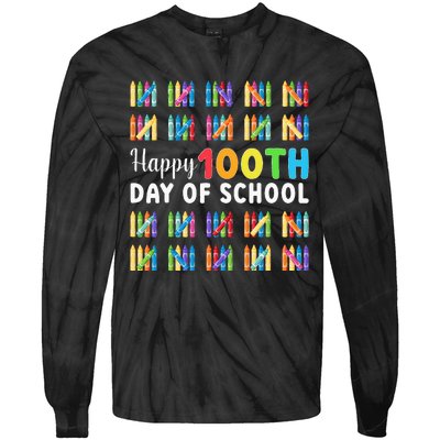 Happy 100th Day Of School Gift 100 Days Of School Tie-Dye Long Sleeve Shirt