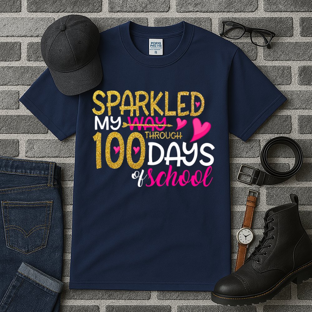 Happy 100th Day Sparkled My Way Through 100 Days Of School Tall T-Shirt