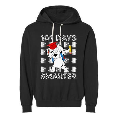 Happy 101 Days School Cute Dog 100 Days Smarter Teacher Garment-Dyed Fleece Hoodie