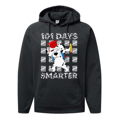 Happy 101 Days School Cute Dog 100 Days Smarter Teacher Performance Fleece Hoodie