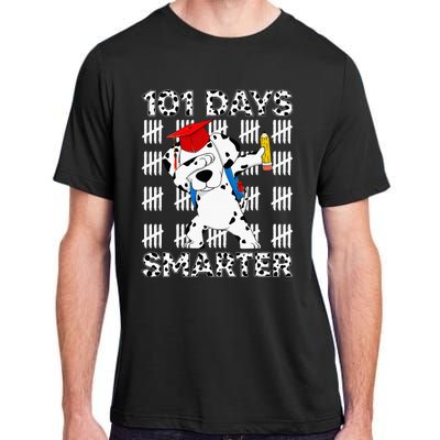 Happy 101 Days School Cute Dog 100 Days Smarter Teacher Adult ChromaSoft Performance T-Shirt