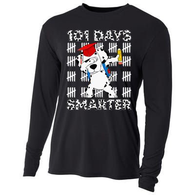 Happy 101 Days School Cute Dog 100 Days Smarter Teacher Cooling Performance Long Sleeve Crew