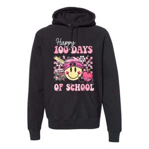 Happy 100 Days Of School Teacher Retro Groovy 100th Day Premium Hoodie