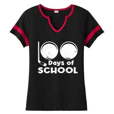 Happy 100 Days Of School Hockey For Teacher And Gift Ladies Halftime Notch Neck Tee