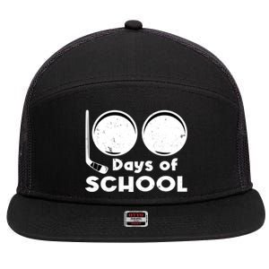 Happy 100 Days Of School Hockey For Teacher And Gift 7 Panel Mesh Trucker Snapback Hat