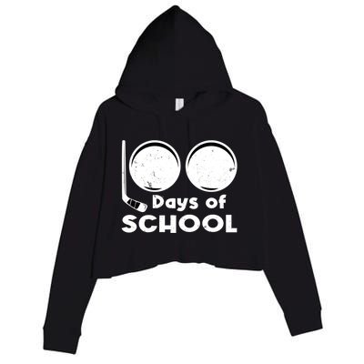 Happy 100 Days Of School Hockey For Teacher And Gift Crop Fleece Hoodie