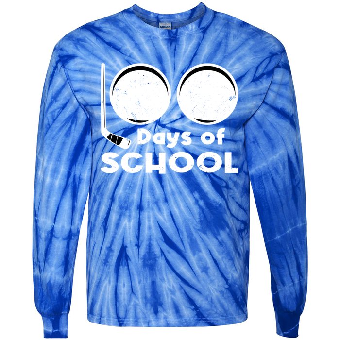 Happy 100 Days Of School Hockey For Teacher And Gift Tie-Dye Long Sleeve Shirt