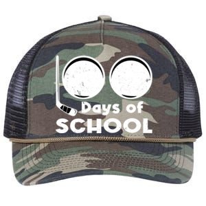 Happy 100 Days Of School Hockey For Teacher And Gift Retro Rope Trucker Hat Cap