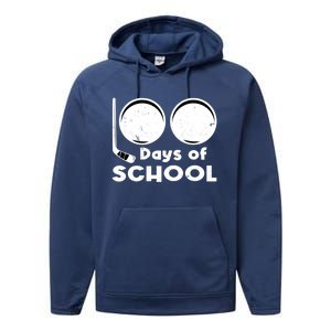 Happy 100 Days Of School Hockey For Teacher And Gift Performance Fleece Hoodie