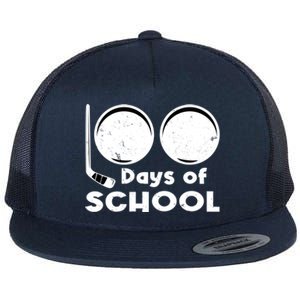 Happy 100 Days Of School Hockey For Teacher And Gift Flat Bill Trucker Hat