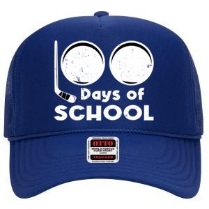 Happy 100 Days Of School Hockey For Teacher And Gift High Crown Mesh Back Trucker Hat