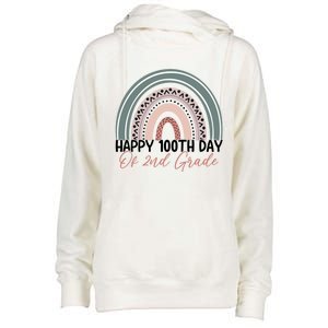 Happy 100 Days Of School 100Th Day Of Second Grade Rainbow Gift Womens Funnel Neck Pullover Hood