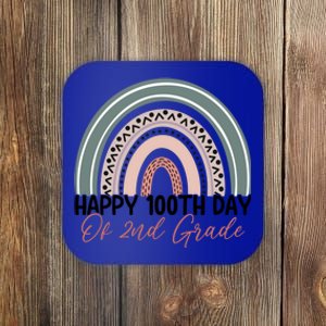 Happy 100 Days Of School 100Th Day Of Second Grade Rainbow Gift Coaster