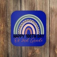 Happy 100 Days Of School 100Th Day Of Second Grade Rainbow Gift Coaster