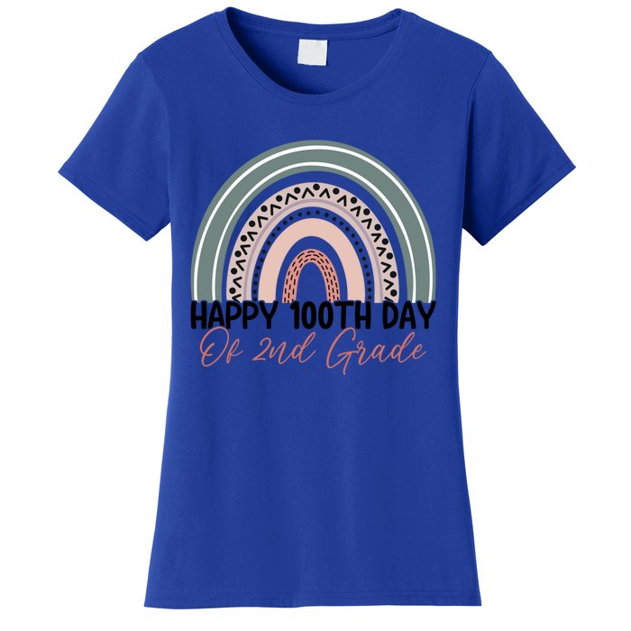 Happy 100 Days Of School 100Th Day Of Second Grade Rainbow Gift Women's T-Shirt