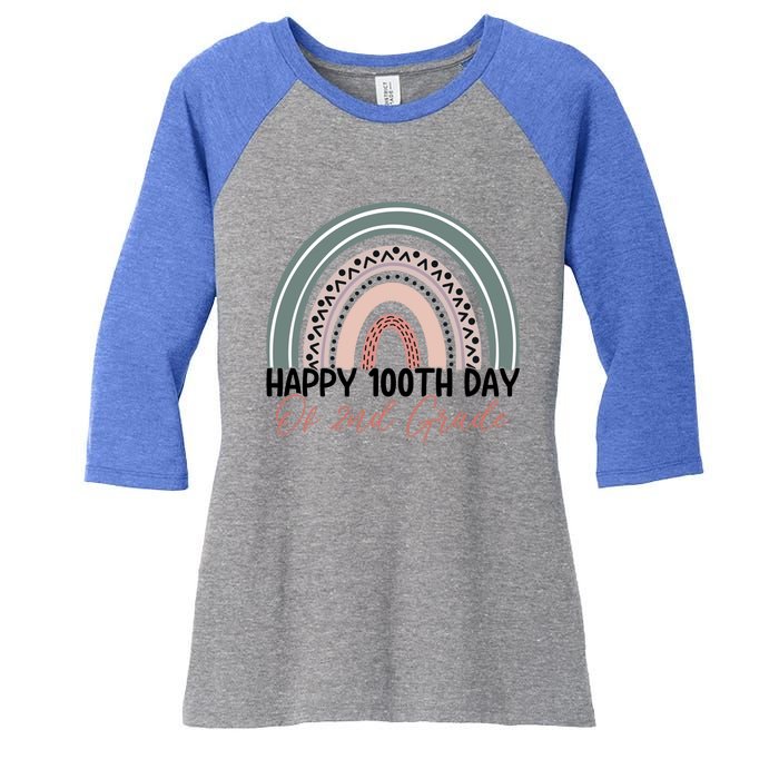 Happy 100 Days Of School 100Th Day Of Second Grade Rainbow Gift Women's Tri-Blend 3/4-Sleeve Raglan Shirt