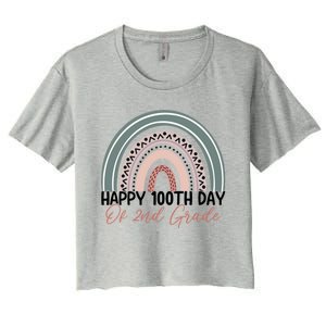 Happy 100 Days Of School 100Th Day Of Second Grade Rainbow Gift Women's Crop Top Tee