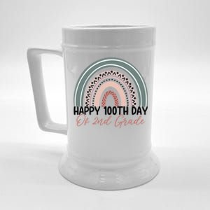 Happy 100 Days Of School 100Th Day Of Second Grade Rainbow Gift Beer Stein