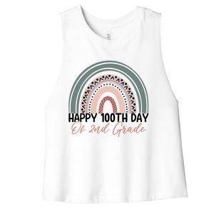 Happy 100 Days Of School 100Th Day Of Second Grade Rainbow Gift Women's Racerback Cropped Tank