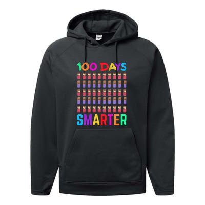 Happy 100th Day Of School 100 Days Smarter Teacher Student Performance Fleece Hoodie