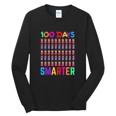 Happy 100th Day Of School 100 Days Smarter Teacher Student Tall Long Sleeve T-Shirt