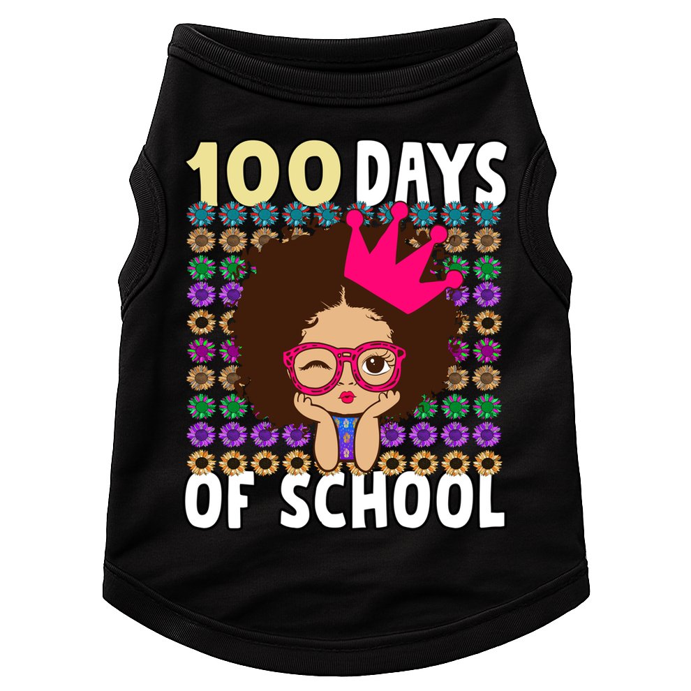 Happy 100 Days Of School Girls Black African Melanin Gift Doggie Tank