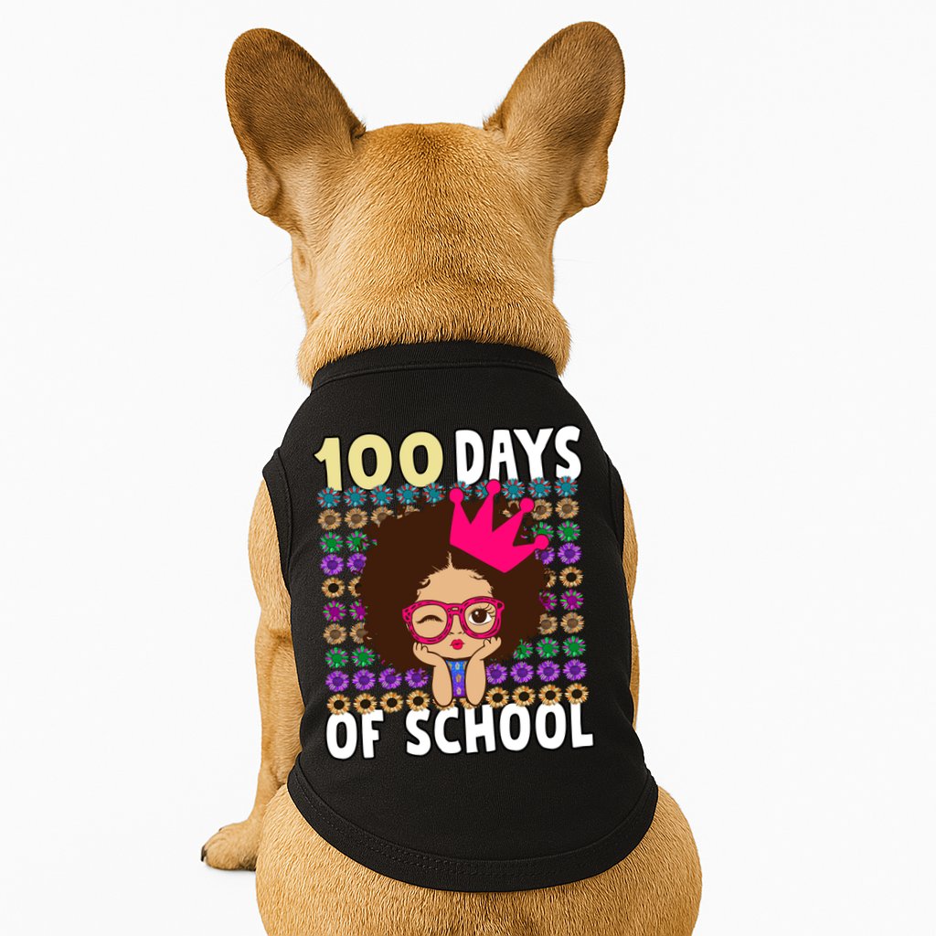 Happy 100 Days Of School Girls Black African Melanin Gift Doggie Tank