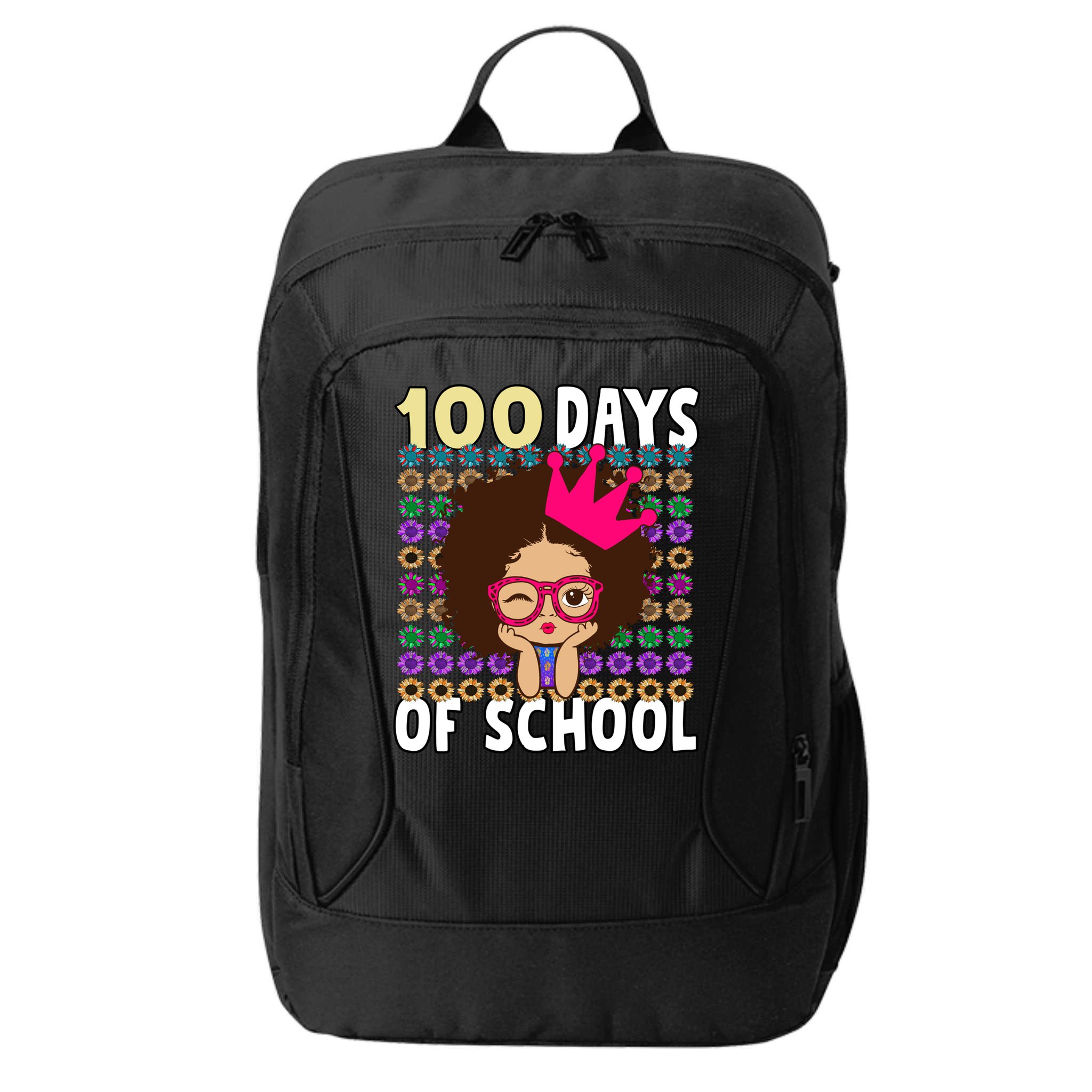 Happy 100 Days Of School Girls Black African Melanin Gift City Backpack
