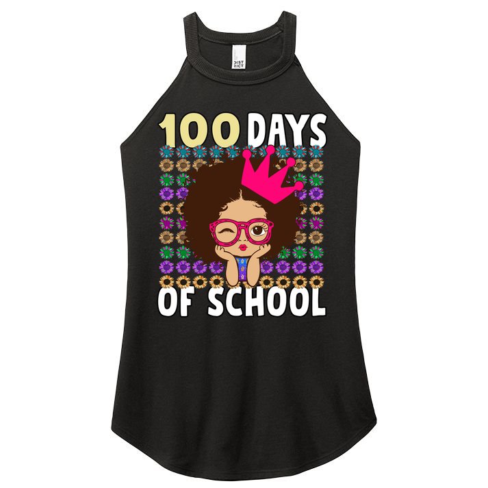 Happy 100 Days Of School Girls Black African Melanin Gift Women's Perfect Tri Rocker Tank